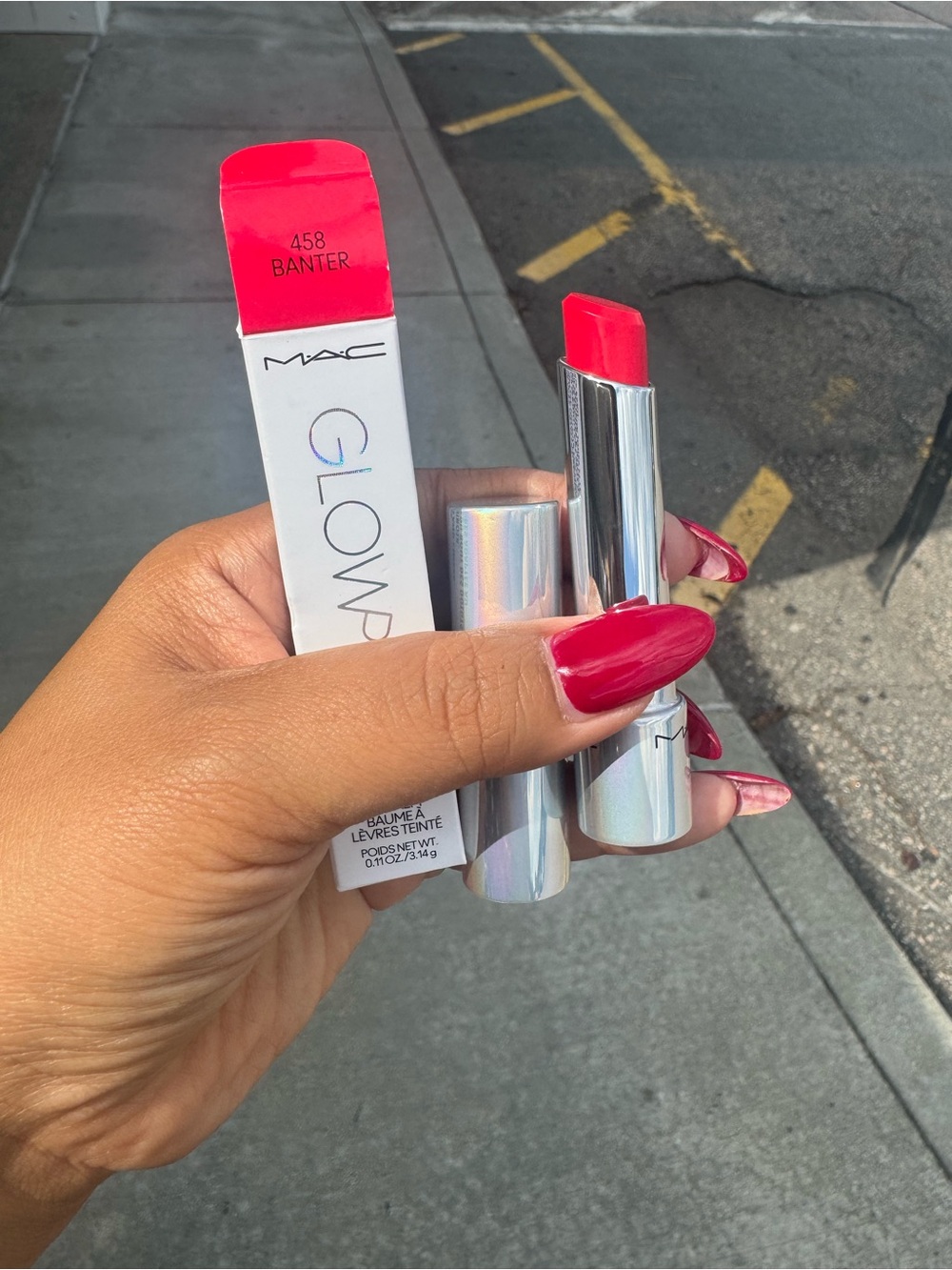 MAC Cosmetics Glow Play Lip Balm Stick - 458 Banter (Bright Coral Pink)